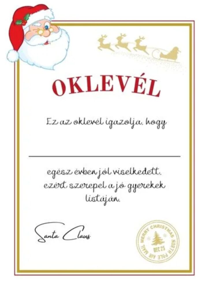 mikulás oklevél