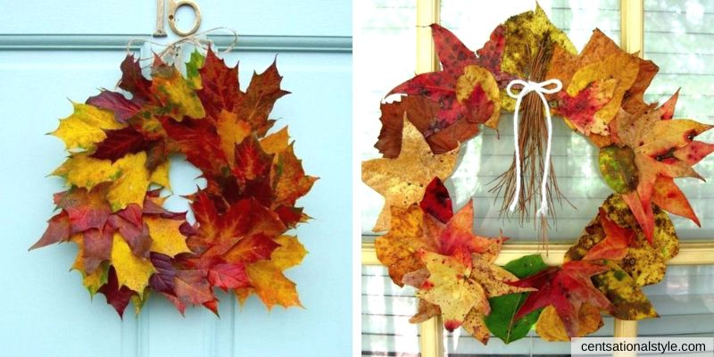 őszi ajtókoszorú falevelekből
