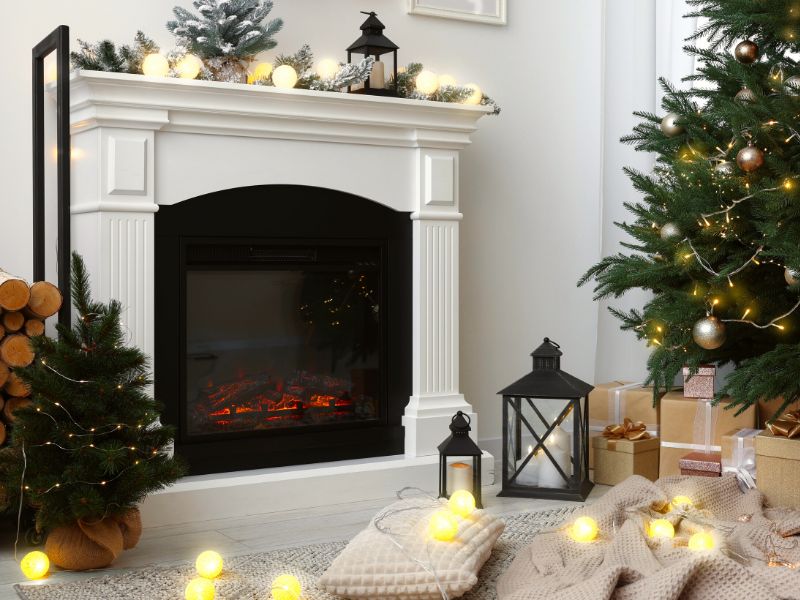 karácsonyi hangulat a nappaliban